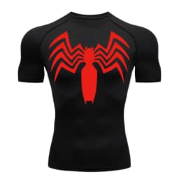 Spider Print Compression Shirts for Men Summer Short Sleeve Rash Guard Gym Workout Running Tshirt Athletic Quick Dry Tees Tops
