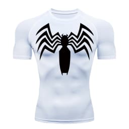 Spider Print Compression Shirts for Men Summer Short Sleeve Rash Guard Gym Workout Running Tshirt Athletic Quick Dry Tees Tops