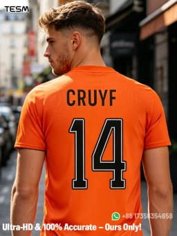 TESM Retro Football Jersey 1974 Style #14 Print Orange Soccer Fan Shirt Men Beach Tennis Padel & Volleyball Training
