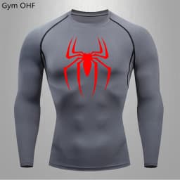 Men Long Sleeve Rashguard Compression T-Shirt Elastic Running Fitness Tee Tops Tight Man Sports Training Superhero Sportswear