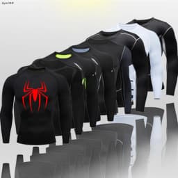 Men Long Sleeve Rashguard Compression T-Shirt Elastic Running Fitness Tee Tops Tight Man Sports Training Superhero Sportswear