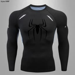 Men Long Sleeve Rashguard Compression T-Shirt Elastic Running Fitness Tee Tops Tight Man Sports Training Superhero Sportswear