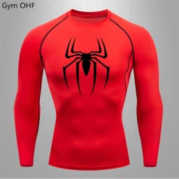 Men Long Sleeve Rashguard Compression T-Shirt Elastic Running Fitness Tee Tops Tight Man Sports Training Superhero Sportswear