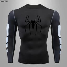 Men Long Sleeve Rashguard Compression T-Shirt Elastic Running Fitness Tee Tops Tight Man Sports Training Superhero Sportswear