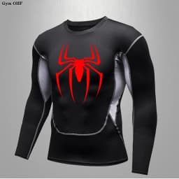 Men Long Sleeve Rashguard Compression T-Shirt Elastic Running Fitness Tee Tops Tight Man Sports Training Superhero Sportswear