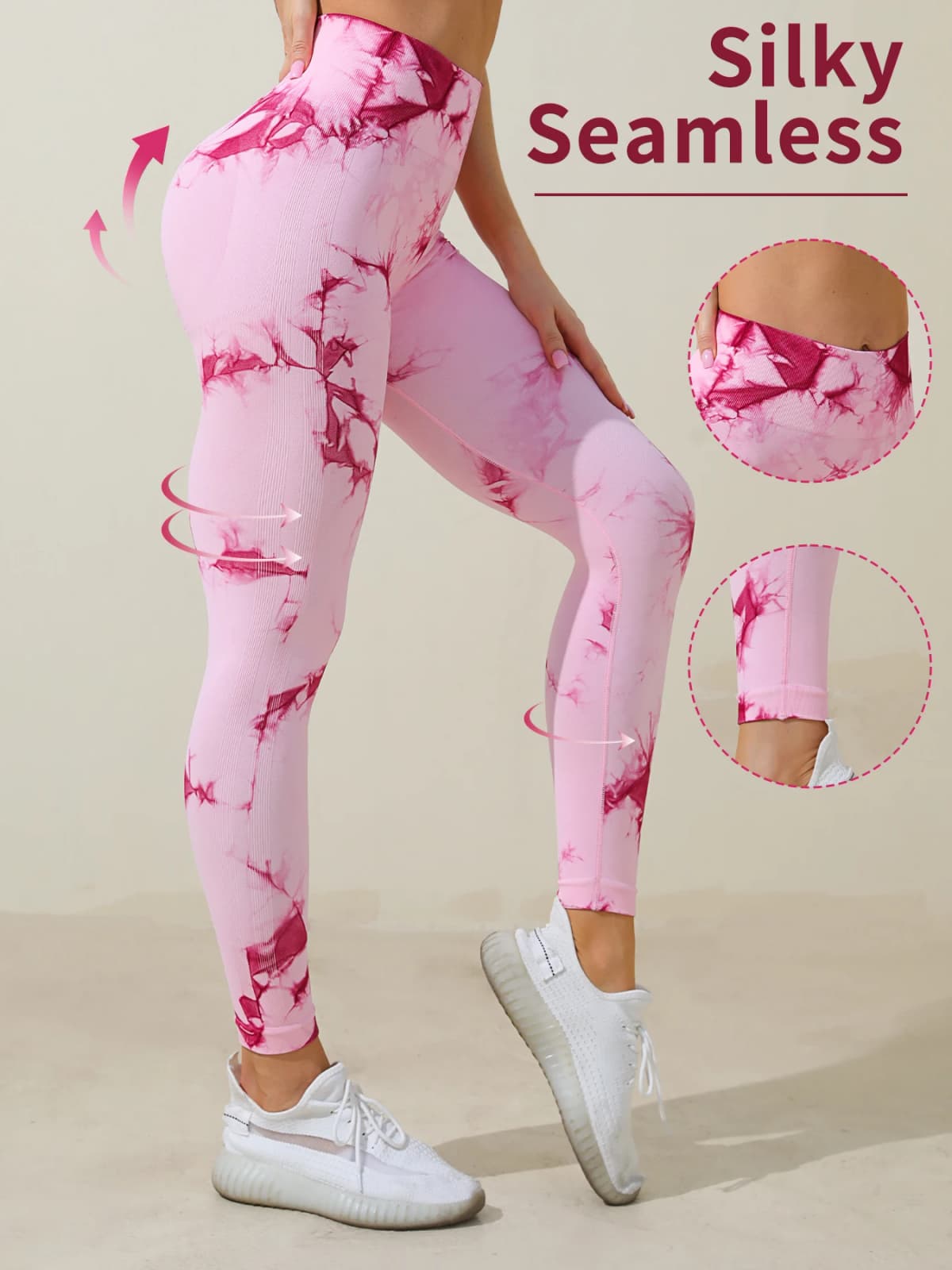 Tie-Dye Print High Waist Elastic Waist Sports Leggings, Suitable For Yoga