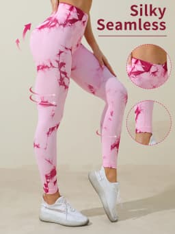 Tie-Dye Print High Waist Elastic Waist Sports Leggings, Suitable For Yoga