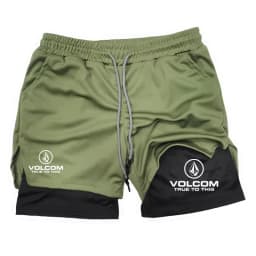 VOLCOM - Men's 2-in-1 Printed Shorts, suitable for sports, running, jogging, fitness, and comprehensive training, featuring comp