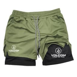 VOLCOM - Men's 2-in-1 Printed Shorts, suitable for sports, running, jogging, fitness, and comprehensive training, featuring comp