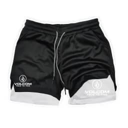 VOLCOM - Men's 2-in-1 Printed Shorts, suitable for sports, running, jogging, fitness, and comprehensive training, featuring comp