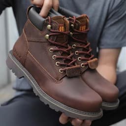 KOWM Cowhide Hiking Shoes Men Waterproof Motorcycle Tactical Shoes Hunting Boot Desert Combat Snow Boots Trekking Travel Sneaker