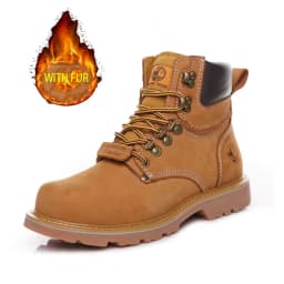 KOWM Cowhide Hiking Shoes Men Waterproof Motorcycle Tactical Shoes Hunting Boot Desert Combat Snow Boots Trekking Travel Sneaker