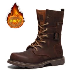 KOWM Cowhide Hiking Shoes Men Waterproof Motorcycle Tactical Shoes Hunting Boot Desert Combat Snow Boots Trekking Travel Sneaker