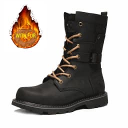 KOWM Cowhide Hiking Shoes Men Waterproof Motorcycle Tactical Shoes Hunting Boot Desert Combat Snow Boots Trekking Travel Sneaker