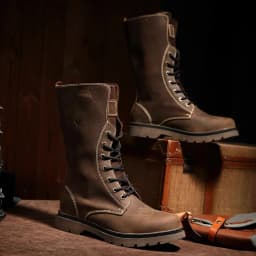 KOWM Cowhide Hiking Shoes Men Waterproof Motorcycle Tactical Shoes Hunting Boot Desert Combat Snow Boots Trekking Travel Sneaker