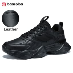 Baasploa Women Walking Sneakers Winter Comfort Leather Casual Shoes Female Fashion Solid Color Height Increase Sport Shoes