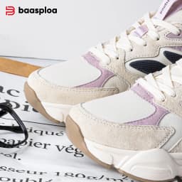Baasploa Women Walking Sneakers Winter Comfort Leather Casual Shoes Female Fashion Solid Color Height Increase Sport Shoes
