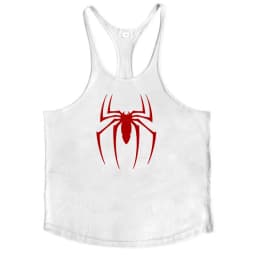 Red Spider Printed Sleeveless Cotton Y-back Tank Tops Gym Fitness Bodybuilding Sport Shirts Breathable Mens Workout Muscle Vests