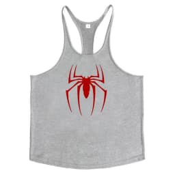 Red Spider Printed Sleeveless Cotton Y-back Tank Tops Gym Fitness Bodybuilding Sport Shirts Breathable Mens Workout Muscle Vests