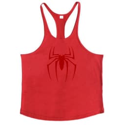 Red Spider Printed Sleeveless Cotton Y-back Tank Tops Gym Fitness Bodybuilding Sport Shirts Breathable Mens Workout Muscle Vests