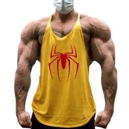 Red Spider Printed Sleeveless Cotton Y-back Tank Tops Gym Fitness Bodybuilding Sport Shirts Breathable Mens Workout Muscle Vests