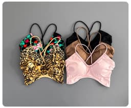 Women Cross Back Padded Sports Bra Thin Straps Wireless Shockproof Soft Breathable Yoga Fitness Camisole Top