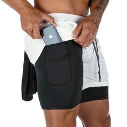 Men's Running Shorts 2 In 1 Fitness Sport Workout Training Shorts Breathable Quick Dry Double Layer Summer Beach Gym Shorts Men