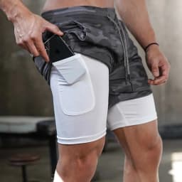 Men's Running Shorts 2 In 1 Fitness Sport Workout Training Shorts Breathable Quick Dry Double Layer Summer Beach Gym Shorts Men
