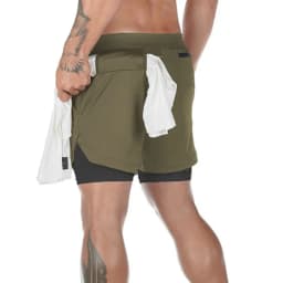 Men's Running Shorts 2 In 1 Fitness Sport Workout Training Shorts Breathable Quick Dry Double Layer Summer Beach Gym Shorts Men