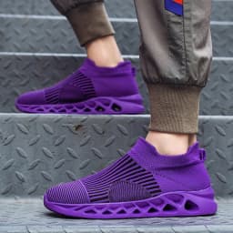 Summer Fashion Purple Running Shoes for Men Socks Sports Shoes Plus Size 48 Breathable Women Slip-on Sneakers Sock Trainers Men
