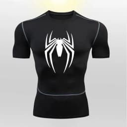 Spider Men Sports Rashgard Short Sleeves T Shirt Print Compression Running Workout Bodybuilding Quick-Dry T-Shirts