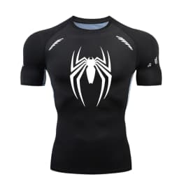 Spider Men Sports Rashgard Short Sleeves T Shirt Print Compression Running Workout Bodybuilding Quick-Dry T-Shirts