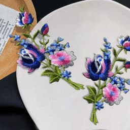1 Pair Pink Blue Roses Pair Flowers Floral Bouquet Boho Embroidered Appliques Iron-on Patches New
