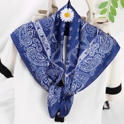 70cm Fashion Bandana Hair Scarf For Women Paisley Print Kerchief Silk Satin Head Scarfs Square Shawl Wraps Neck Scarves For Lady