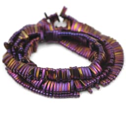 Natural Hematite Stone Blue,Purple,Gold Color Two hole rectangle Spacer Loose Beads For trendy Jewelry bracelet Making Diy 5x1mm