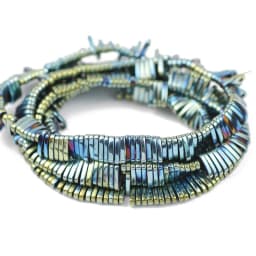 Natural Hematite Stone Blue,Purple,Gold Color Two hole rectangle Spacer Loose Beads For trendy Jewelry bracelet Making Diy 5x1mm