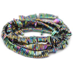Natural Hematite Stone Blue,Purple,Gold Color Two hole rectangle Spacer Loose Beads For trendy Jewelry bracelet Making Diy 5x1mm