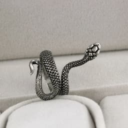 9styles European Retro Punk Exaggerated Spirit Black Snake Ring Fashion Personality Stereoscopic Opening Adjustable Ring Jewelry