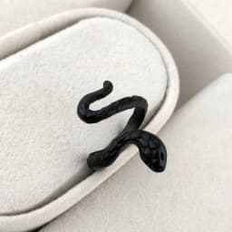 9styles European Retro Punk Exaggerated Spirit Black Snake Ring Fashion Personality Stereoscopic Opening Adjustable Ring Jewelry