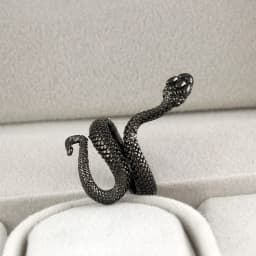 9styles European Retro Punk Exaggerated Spirit Black Snake Ring Fashion Personality Stereoscopic Opening Adjustable Ring Jewelry