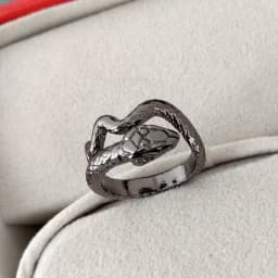 9styles European Retro Punk Exaggerated Spirit Black Snake Ring Fashion Personality Stereoscopic Opening Adjustable Ring Jewelry
