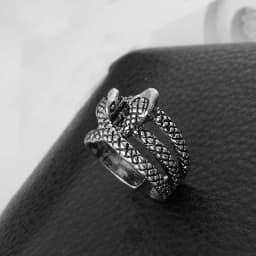 9styles European Retro Punk Exaggerated Spirit Black Snake Ring Fashion Personality Stereoscopic Opening Adjustable Ring Jewelry