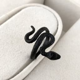 9styles European Retro Punk Exaggerated Spirit Black Snake Ring Fashion Personality Stereoscopic Opening Adjustable Ring Jewelry
