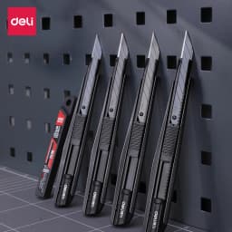 Deli Retractable Box Cutter Utility Knife Carbon Steel Self-Locking Design Cutting Tools Wallpaper Carton нож Stationery Supplie