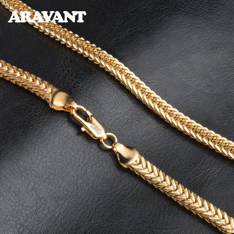 ARAVANT 925 Silver 18K Gold Necklace Chains For Men Women Fashion Jewelry Accessories