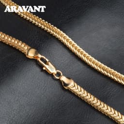 ARAVANT 925 Silver 18K Gold Necklace Chains For Men Women Fashion Jewelry Accessories
