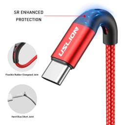 USLION 3A USB Type C Cable Fast Charging Wire for Samsung S23 S22 Xiaomi mi 12 mi9 Huawei Mobile Phone USB C Charger Cable 2m 3m