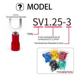 100Pcs fork cable wire connector wire crimping terminal SV1.25-3 SV1.25-4 SV2-3 pre-insulated terminal red blue