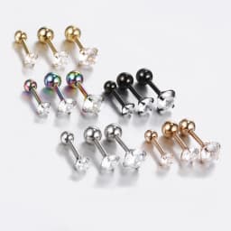 3PCS Crystal Tragus Piercing Earring Set Zircon Cartilage Earrings Stud Set Labret Lip Piercing Bulk Ear Lobe Earring Conch Lot