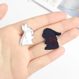 The Untamed Enamel Pin Black White Rabbit Brooch Bag Clothes Lapel Pin Badge BL TV Cartoon Animal Jewelry Gift for Best Friends